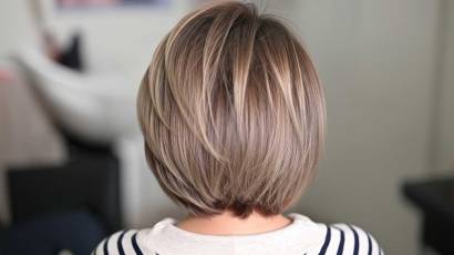 Studija ONE Beauty, stiligs sievietes isais matu griezums ar blondam skipsnam.